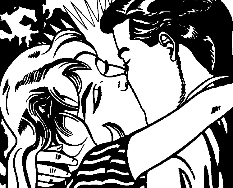disegno da colorar antistress roy lichtenstein  il bacio 8