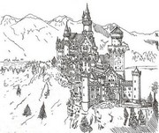 Desenho para colorir anti stress Castelo de Neuschwanstein