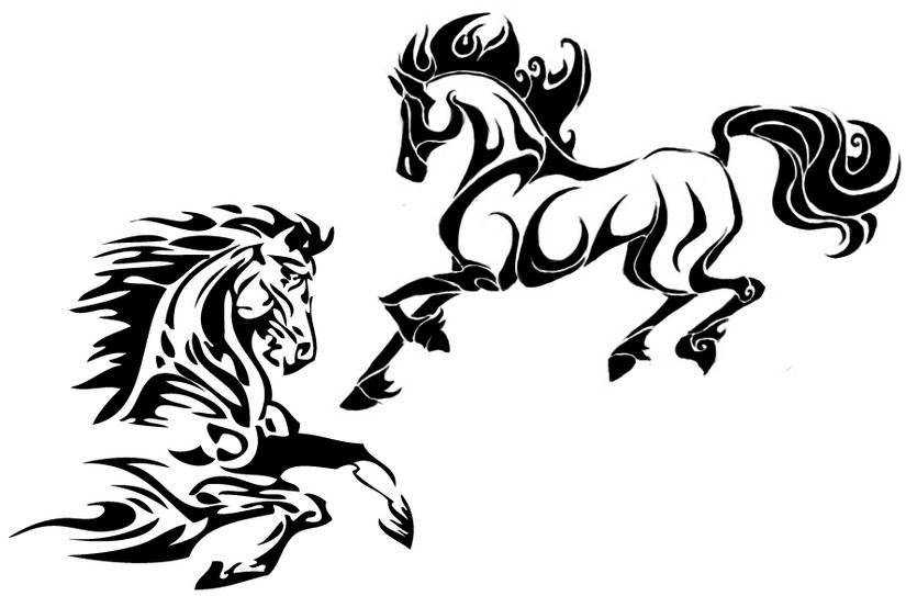Desenho para colorir anti stress Cavalos : Cavalo Tattoos 5
