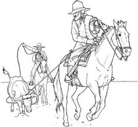 Desenho para colorir anti stress Cowboys a cavalo