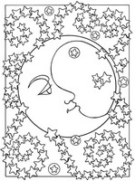 Art Therapy coloring page The moon and the stars