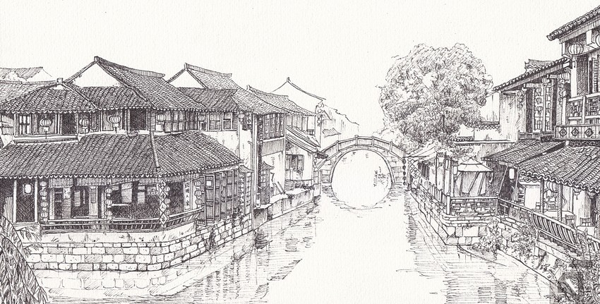 art therapy coloring page china  water city 10