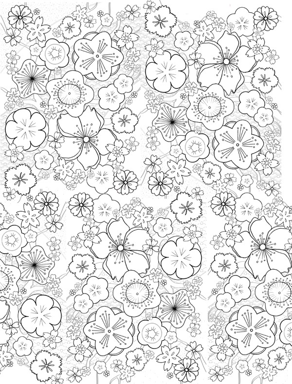Art Therapy coloring page Japan : Japan: flowers of cherry trees 17