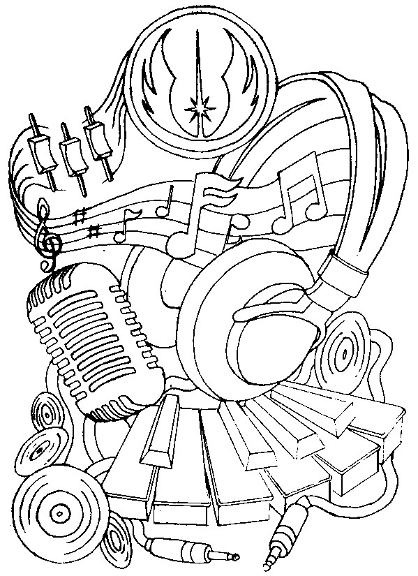 Desenho para colorir anti stress Musica : Fone de ouvido e microfone 14
