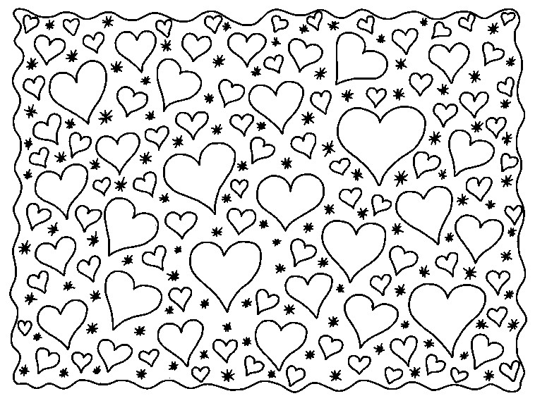 Dibujo Para Colorear Relajante Amor Corazones 6