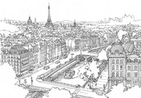Dibujo para colorear relajante El Sena y Torre Eiffel