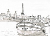 Art Therapy coloring page Barge on the Seine