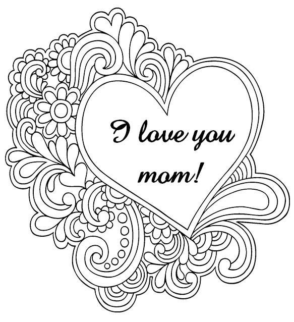 Art Therapy coloring page Mother's day : I love you mom! 8