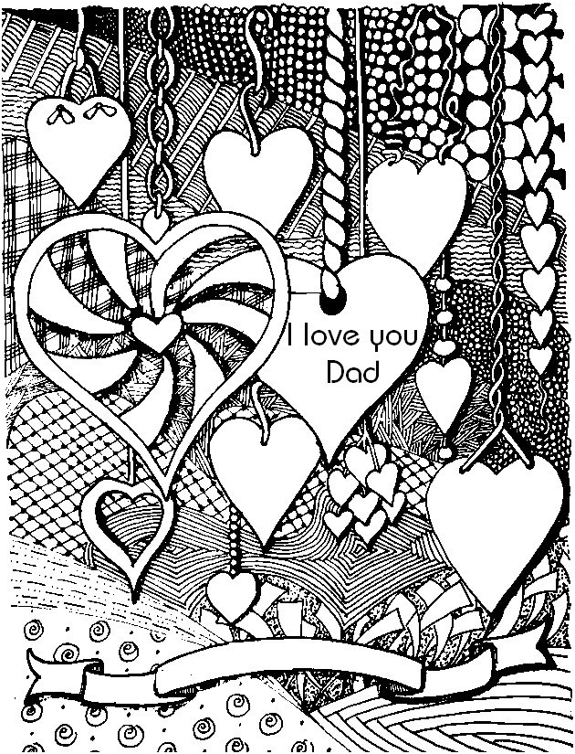 Art Therapy coloring page Father's day I love you Dad 7