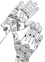 Målarbild Händer tatuering
