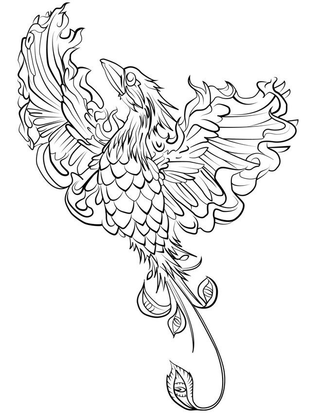art therapy coloring page fantastic animals  phoenix 2