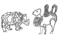 Art Therapy coloring page Rhinoceros and camel