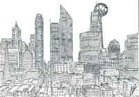 Coloriage anti-stress Manhattan Skyline