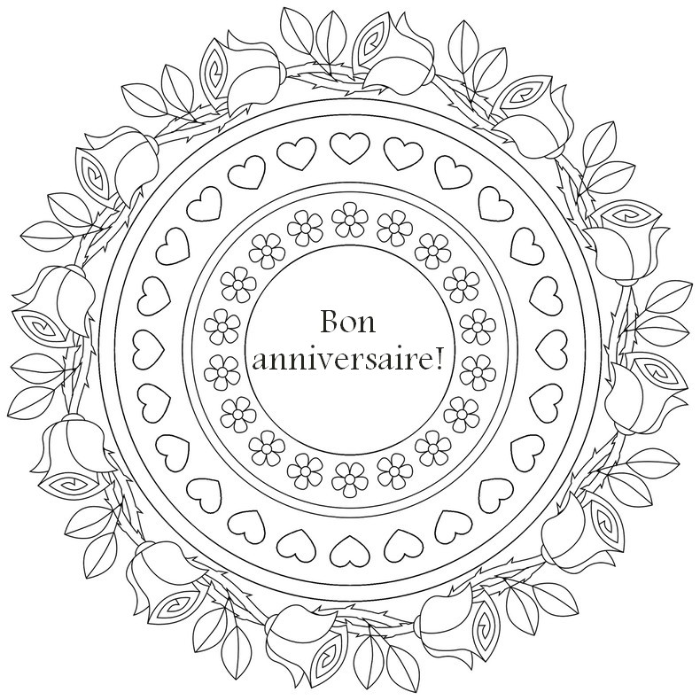 Coloriage Anti Stress Joyeux Anniversaire Mandala Bon Anniversaire 8