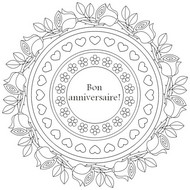 Coloriage anti-stress Mandala Bon Anniversaire