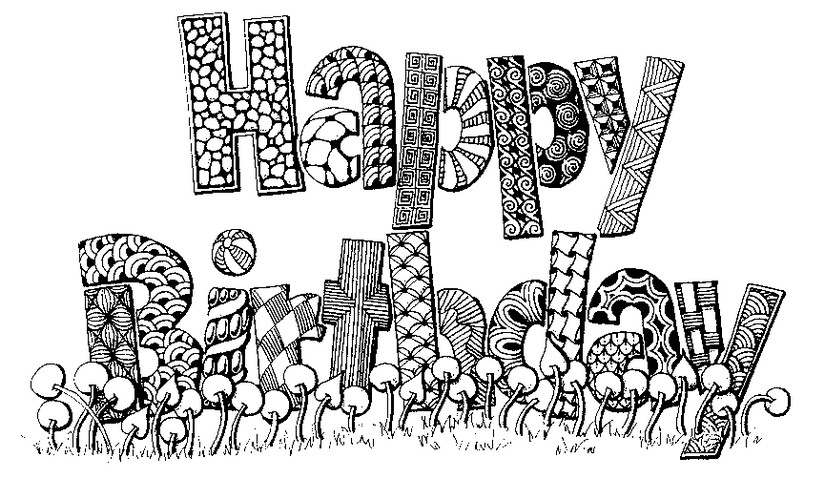 Desenho para colorir anti stress Aniversario