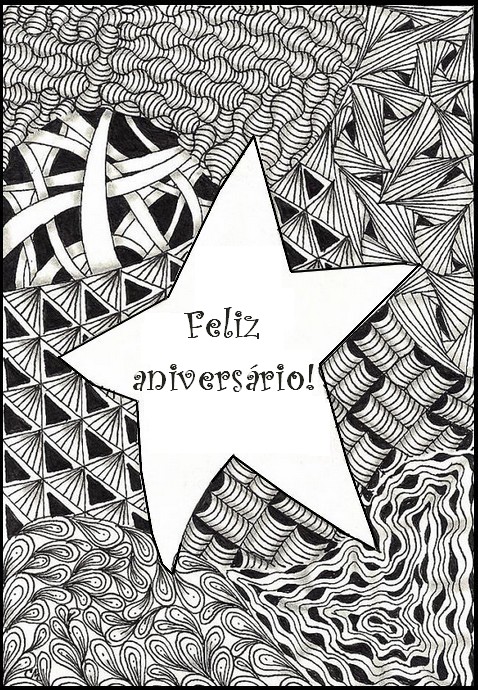 Desenho para colorir anti stress Aniversario