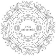 Desenho para colorir anti stress Feliz aniversário!