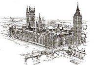 Dibujo para colorear relajante Westminster and Big Ben