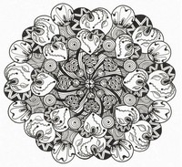 Disegno da colorar antistress Mandala cuori