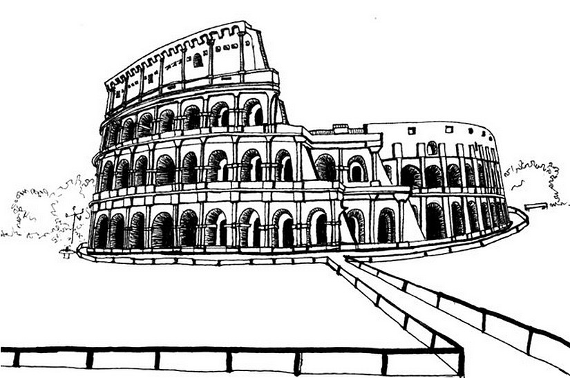 Dibujo Para Colorear Relajante Italia Coliseo 12