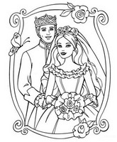 Coloriage anti-stress Barbie Princesse et son Prince