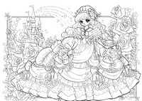 Coloriage anti-stress Princesse et roses