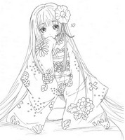 Coloriage anti-stress Princesse japonaise