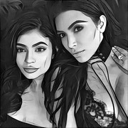 Målarbild Kim Kardashian och Kylie Jenner