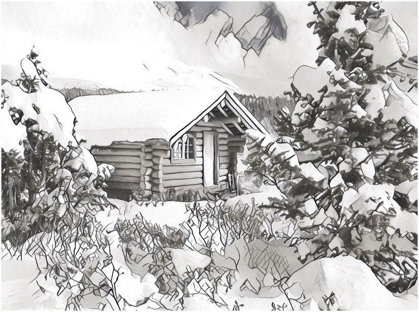 Snöig cottage