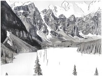 Dibujo para colorear relajante Lago de montaña