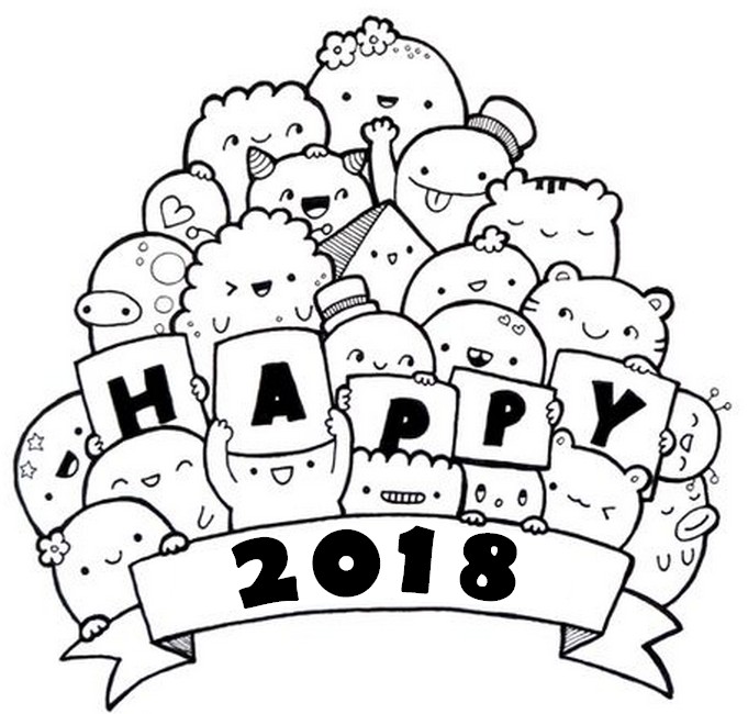 Disegno da colorar antistress Nuovo anno 2018