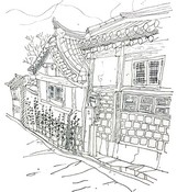 Disegno da colorar antistress Bukchon Hanok village