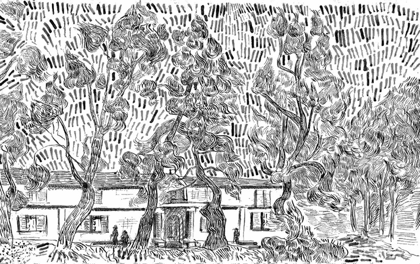 Pins i trädgården av asyl i Saint-Rémy