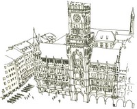 Dibujo para colorear relajante Munich - Marienplatz