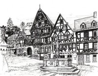 Coloriage anti-stress Village en Allemagne