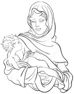 Kolorowanka Maryja i Jezus dziecka