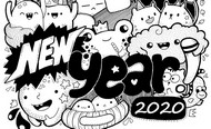 Coloriage anti-stress New Year 2020