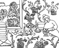 Art Therapy coloring page The Dessert: Harmony in Red