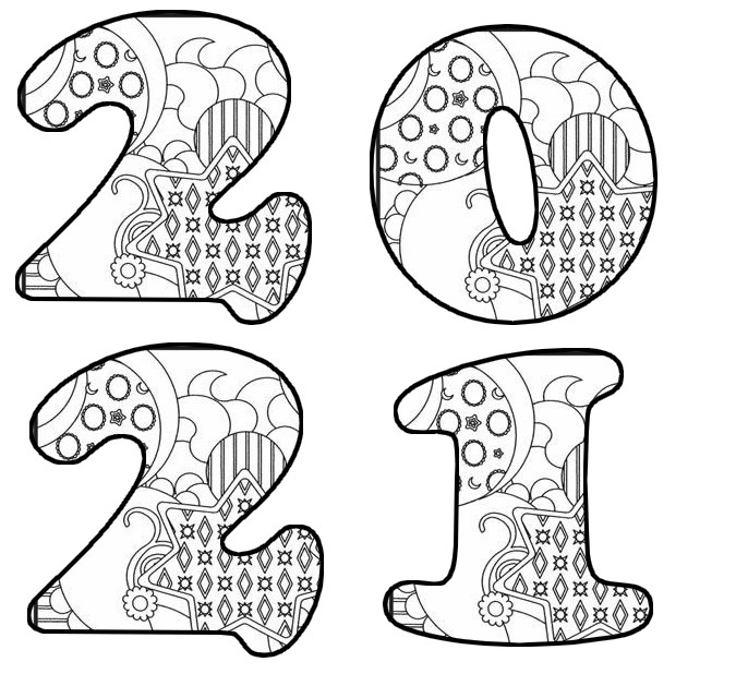 Coloriage antistress Nouvel An 2021  Bonne année 7