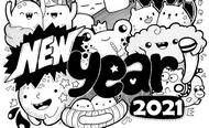 大人の着色のページ New Year 2021