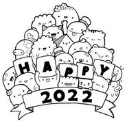 Desenho para colorir anti stress Happy 2022
