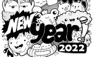 Desenho para colorir anti stress New Year 2022