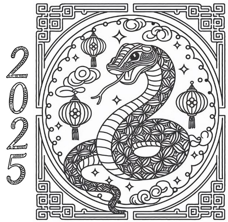 Chinese New Year 2025 Free Coloring Pages