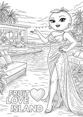 Art Therapy coloring page By the pool