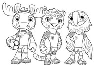 Coloriage anti-stress Les trois mascottes