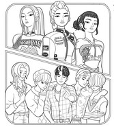 Coloriage anti-stress Rumi, Zoey, Mira et les Saja Boys