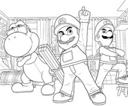 Disegno da colorar antistress Mario, Luigi e Yoshi