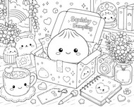 Coloriage anti-stress Ambiance kawaii