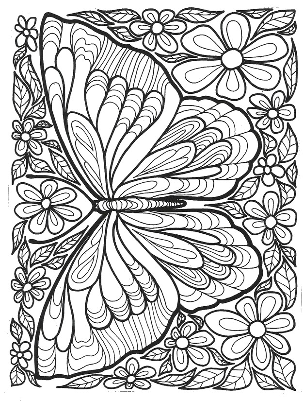 Dibujo para colorear relajante Mariposas